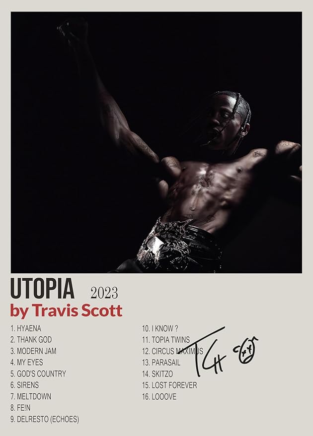Travis Scott - Utopia Signed Poster Print- Limited Edition Autograph Fan Gift – Collectible Memorabilia Merchandise