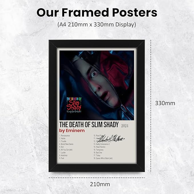 Eminem Death Of Slim Shady Signed Poster Print- Limited Edition Autograph Fan Gift – Collectible Memorabilia Merchandise
