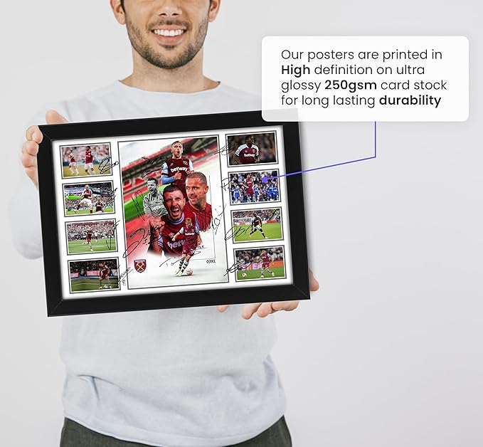 West Ham United Football Club 2024-25 Team Merchandise Signed Poster Print- Limited Edition Autograph Football Fan Gift – Collectible Memorabilia, Premier League Season