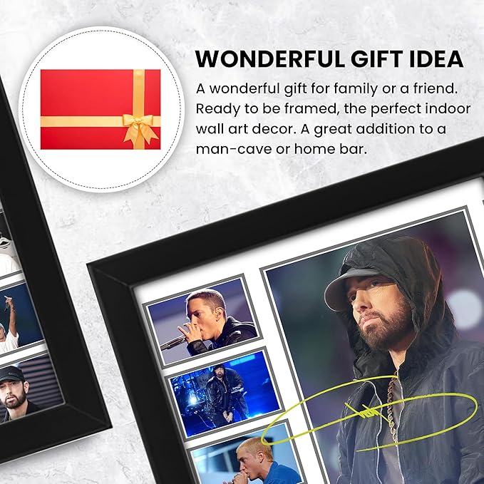 Eminem Autograph Poster Print - Limited Edition Collage Of The Music Legend - Signed Collector Merchandise For Fans And Rap Music Lovers