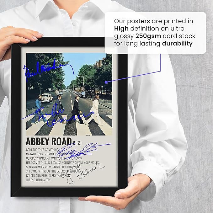 Beatles Abbey Road Poster Autographed Album Cover Signed Poster - Wall Art Print Display, Fan Merchandise Gift, Decor for Studio, Office, Home